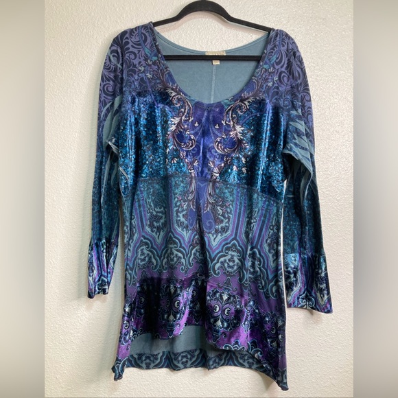 live and let live Tops - Live and Let Live Blue and Purple Tunic Top